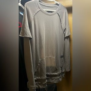 Urban ID, men’s medium, grey sweatshirt with drawstrings at bottom.